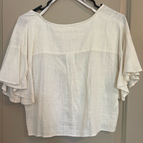 American Threads white linen crop top size Medium - Picture 4 of 4